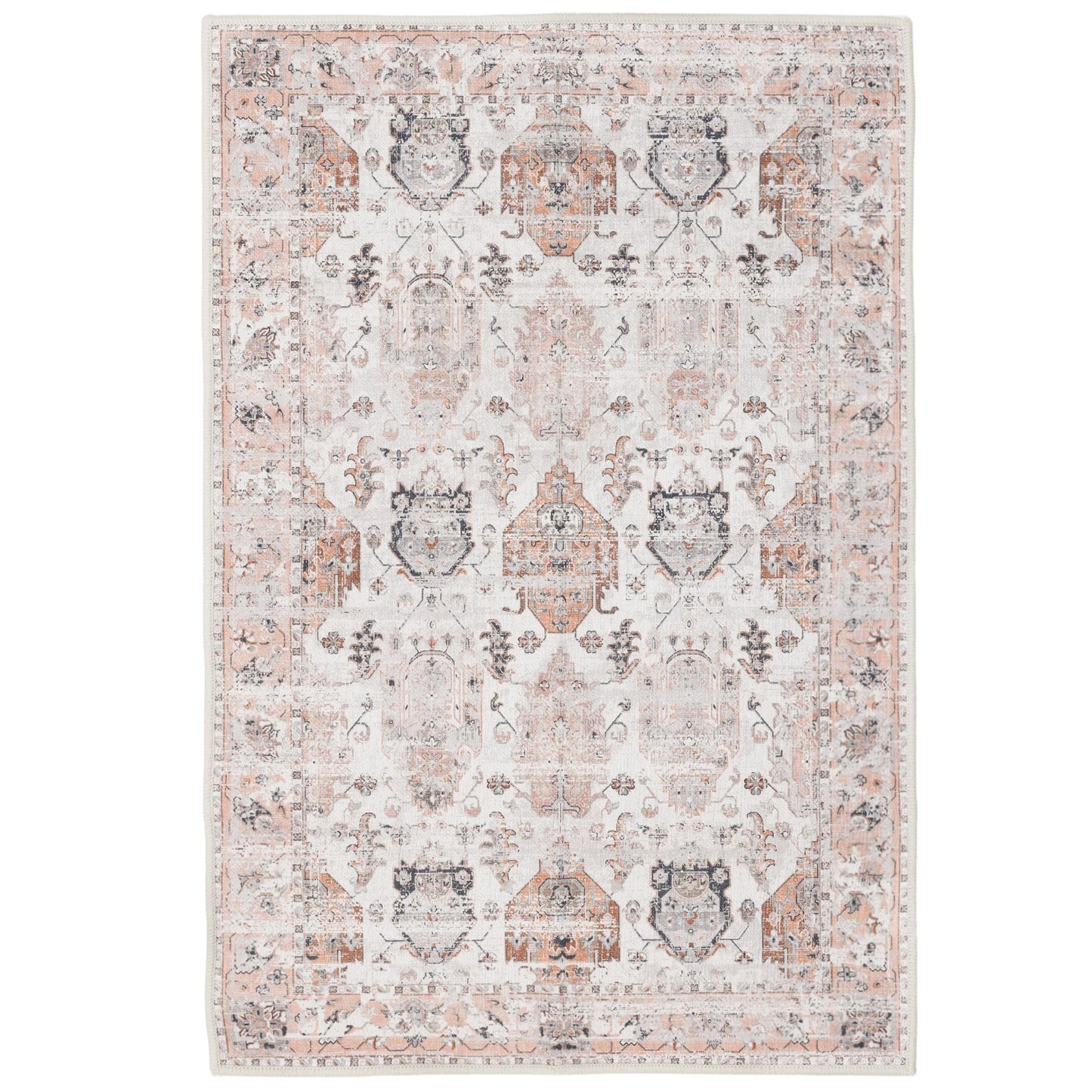 Area Rug Stain Resistant,Boho Vintage Distressed Washable Area Rugs with Non-Slip Rubber Backing,Printed Low-Pile Carpet
