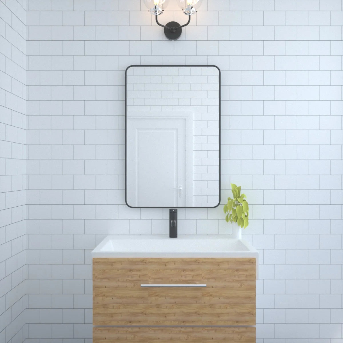 SleekFrame – Matte Black Aluminum Bathroom Wall Mirror