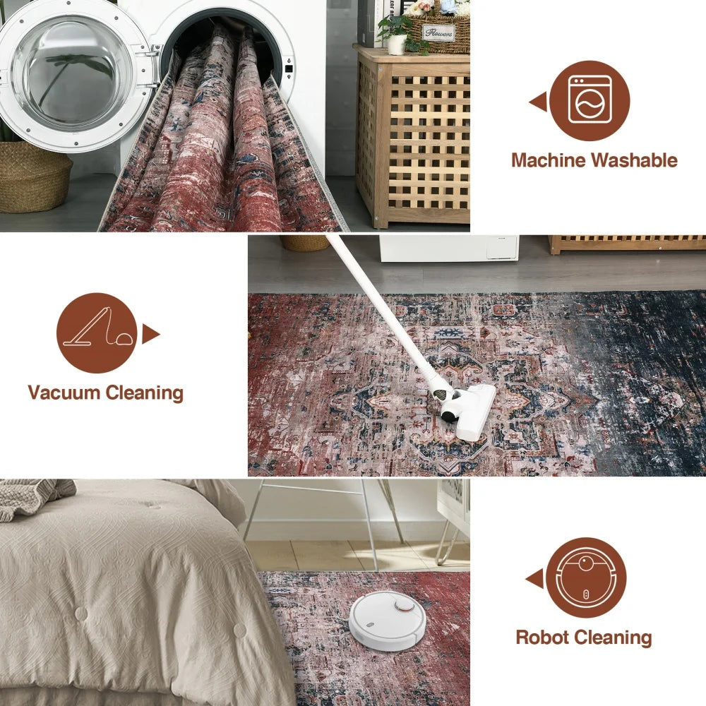 Rustic Haven – 8x10 Washable Vintage Accent Rug