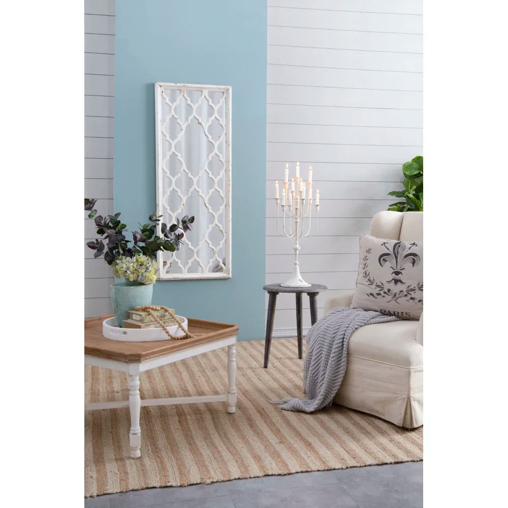 Distressed White Floor Mirror 24×60