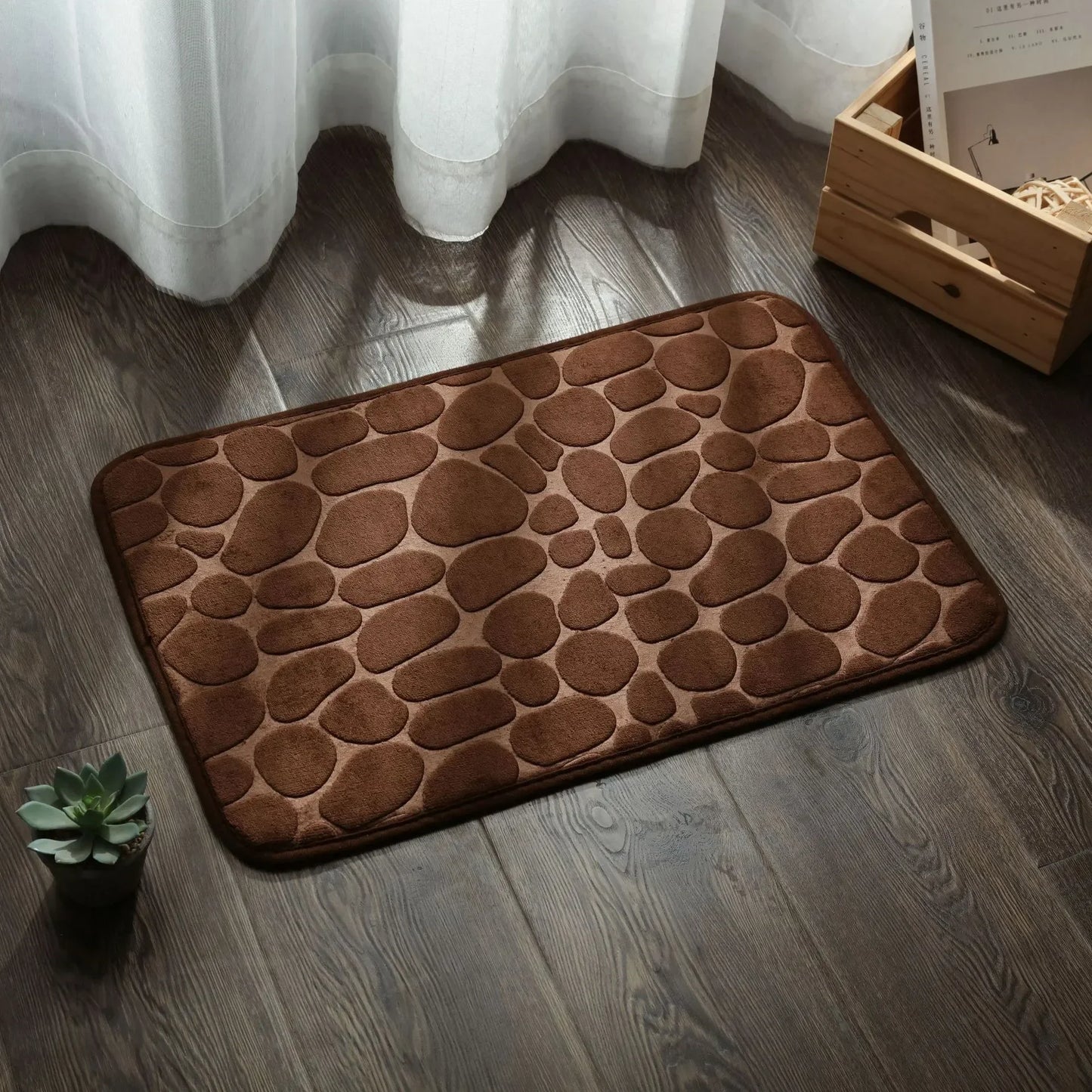 CobbleSoft – Embossed Foam Bath Mat (Super Absorbent)