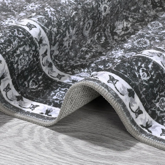 Moroccan Trellis – 8x10 Washable Distressed Grey Rug