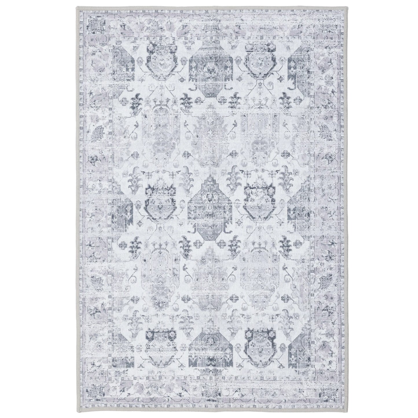 Area Rug Stain Resistant,Boho Vintage Distressed Washable Area Rugs with Non-Slip Rubber Backing,Printed Low-Pile Carpet