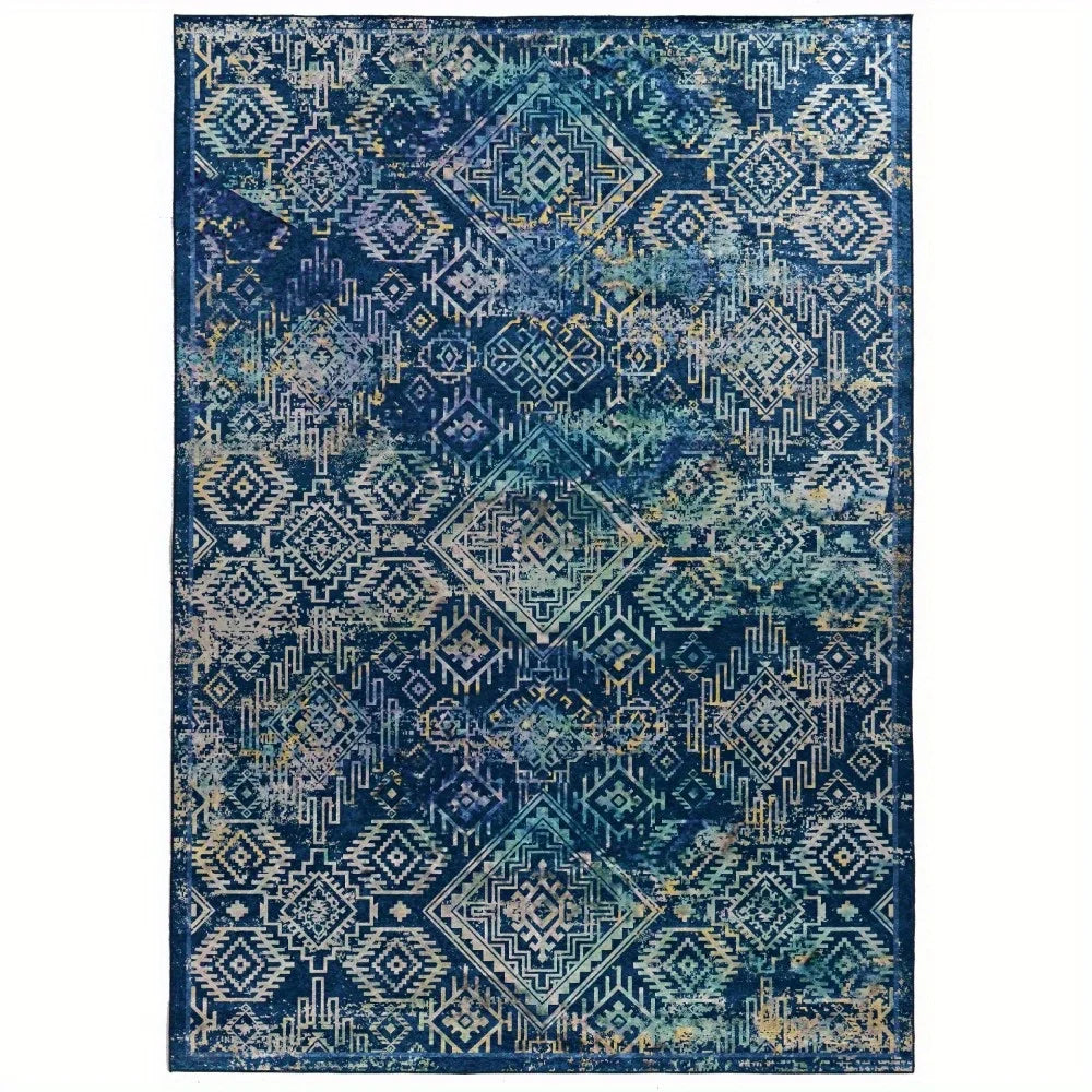 Azure Harmony – Navy/Teal Ultra-Thin Rug