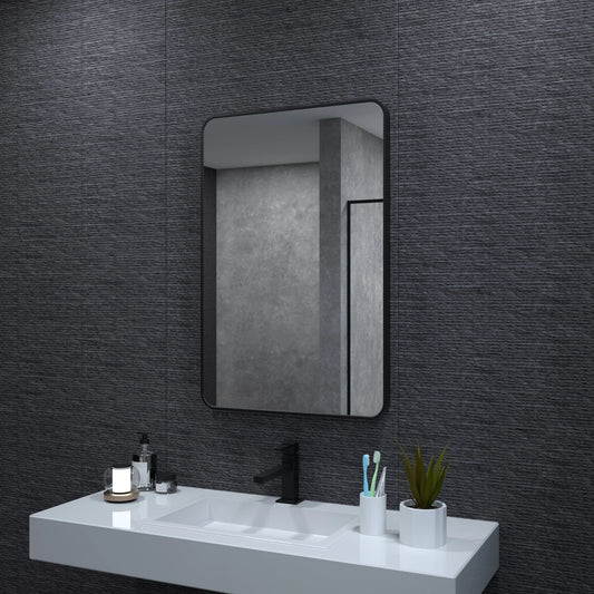 SleekFrame – Matte Black Aluminum Bathroom Wall Mirror