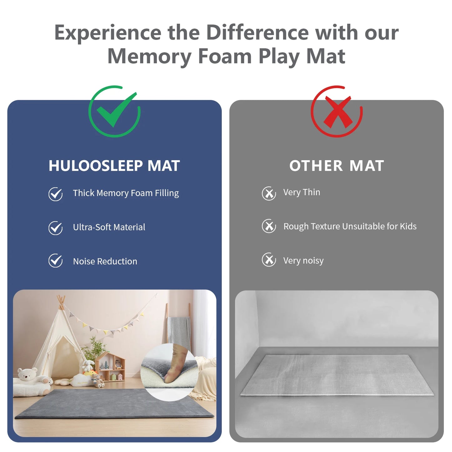 CloudPlay – Gray Memory Foam Baby Play Mat